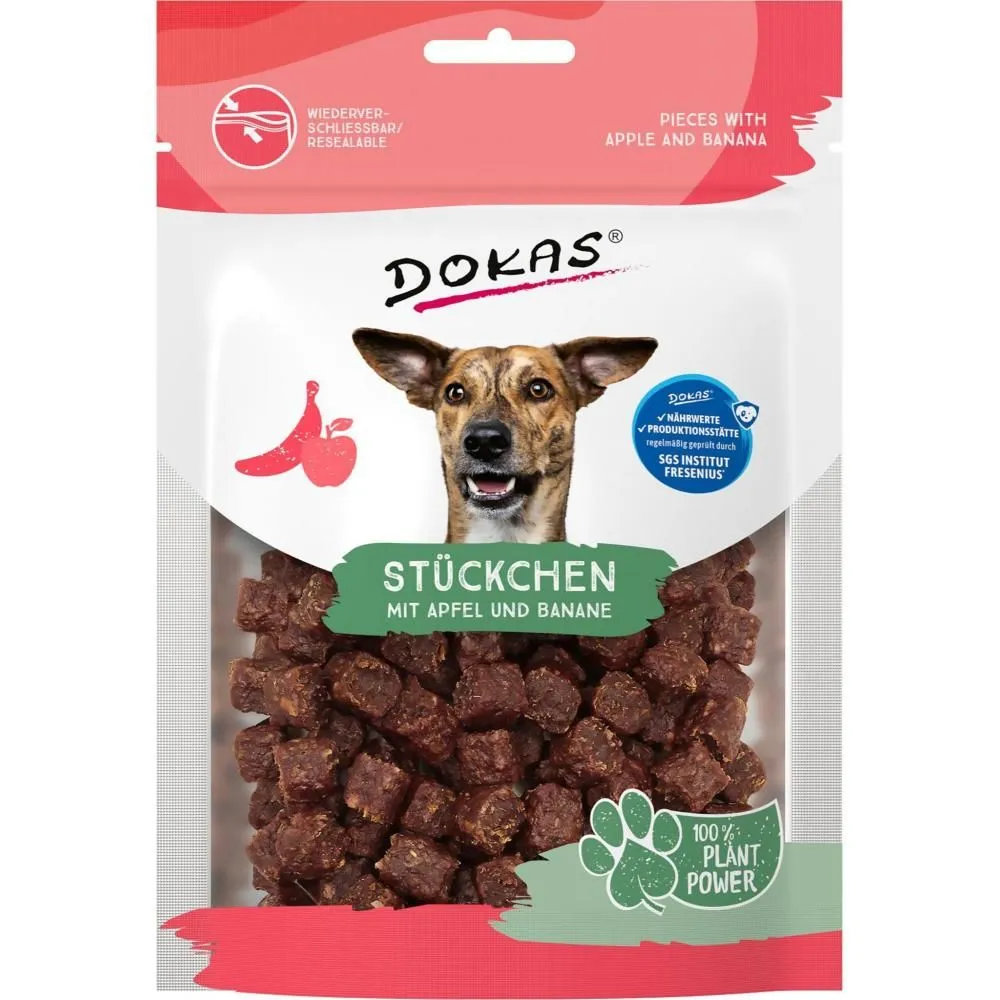 Dokas Stykker med æble og banan 105 g - frugtige hundesnacks